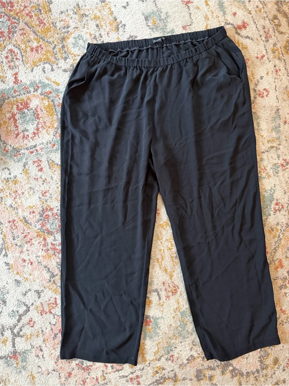 Eileen Fisher Woman - 1x - Black silk Pull-on Pants